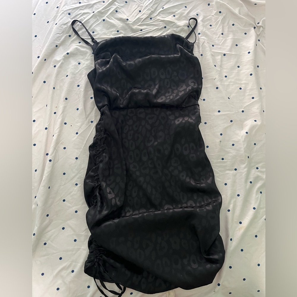 Black Leopard Print Mini Dress